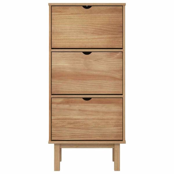 vidaXL Armoire &agrave; chaussures OTTA avec 3 tiroirs Marron Bois massif pin