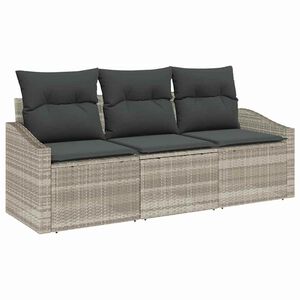 vidaXL Ensemble de canap&eacute; de jardin 3 pcs Gris clair polyrotin