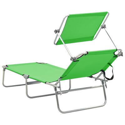 vidaXL Chaise longue pliable avec auvent acier vert pomme