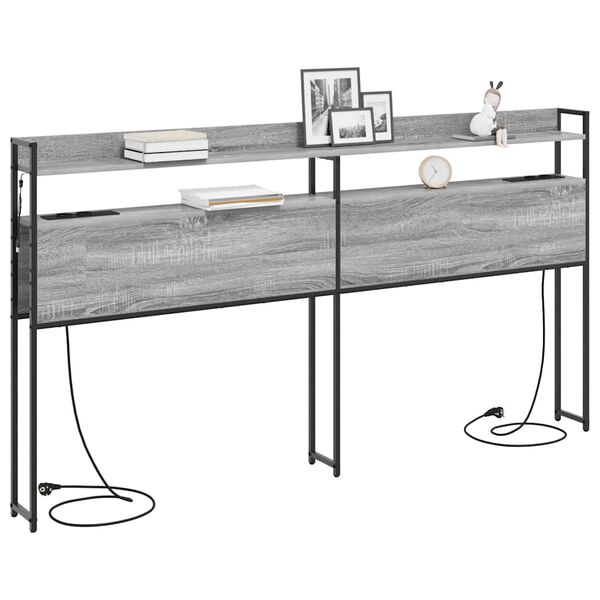 vidaXL T&ecirc;te de lit de rangement Sonoma gris 180 cm Bois d'ing&eacute;nierie