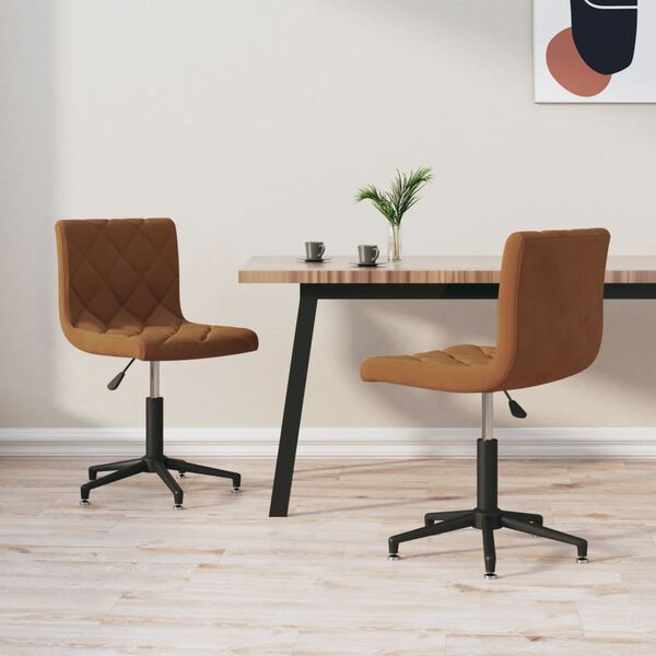 vidaXL Chaises pivotantes &agrave; manger lot de 2 marron velours