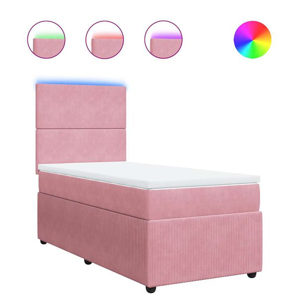 vidaXL Sommier &agrave; lattes de lit avec matelas Rose 90x200 cm Velours