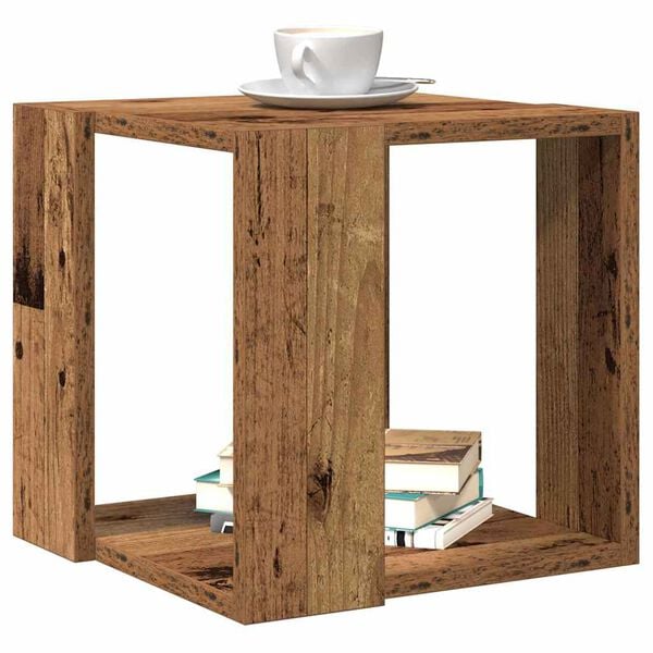 vidaXL Table basse Bois Ancien 32 x 32 x 30 cm Bois d'ing&eacute;nierie