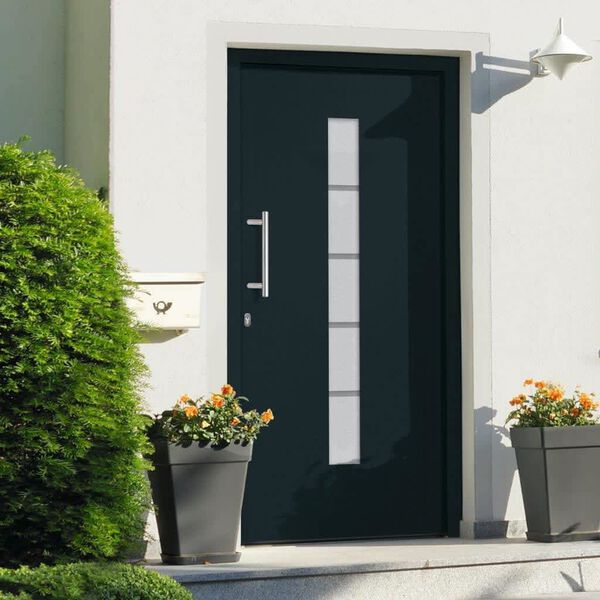 vidaXL Porte d'entr&eacute;e Aluminium et PVC Anthracite 110x210 cm