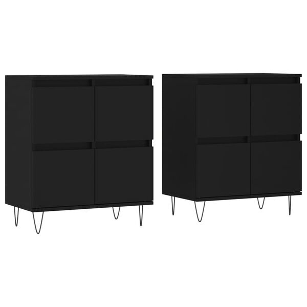 vidaXL Buffets 2 pcs noir bois d'ing&eacute;nierie