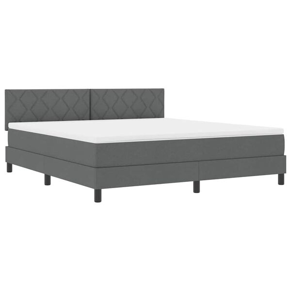 vidaXL Lit &agrave; ressorts avec matelas Gris fonc&eacute; 180 x 200 cm tissu