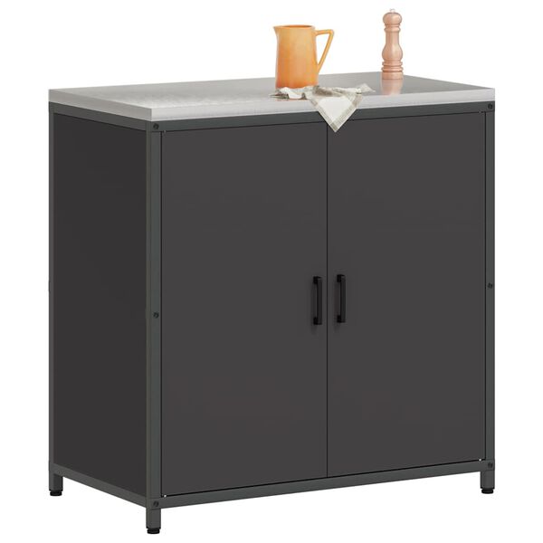 vidaXL Rangement de cuisine avec &eacute;tag&egrave;re Noir 60 x 50 x 92 cm Acier