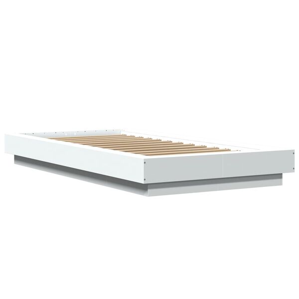 vidaXL Cadre de lit avec lumières LED sans matelas blanc 75x190 cm