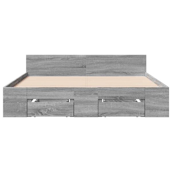vidaXL Cadre de lit avec tiroirs sans matelas sonoma gris 120x190 cm
