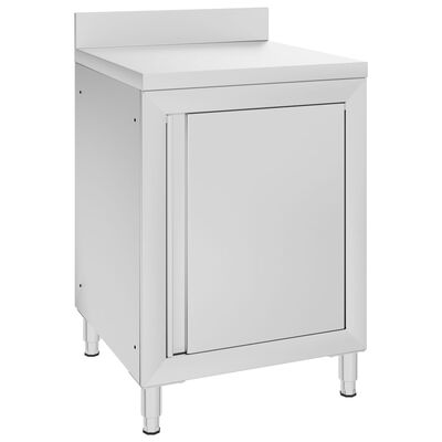 vidaXL Table de travail commerciale avec armoire 60x60x96 cm Inox