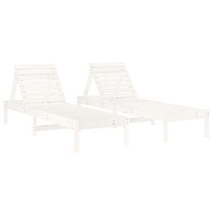 vidaXL Chaises longues lot de 2 blanc 199,5x60x74cm bois massif de pin