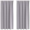 vidaXL Rideaux occultants avec anneaux 2 pc Gris m&eacute;tal 175 x 140 cm