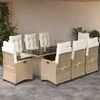 vidaXL Ensemble &agrave; manger de jardin et coussins 9 pcs beige Poly rotin