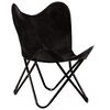vidaXL Chaise papillon noir taille pour enfants cuir véritable