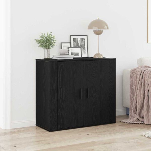 vidaXL Buffet Ch&ecirc;ne noir 80 x 33 x 70 cm Bois d'ing&eacute;nierie