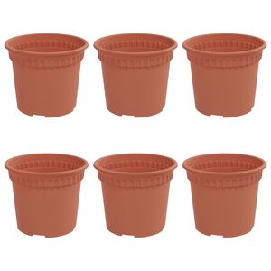 vidaXL Pot &agrave; fleurs rond 6 pcs Rouge brique &Oslash; 12,5 x 10 cm Plastique