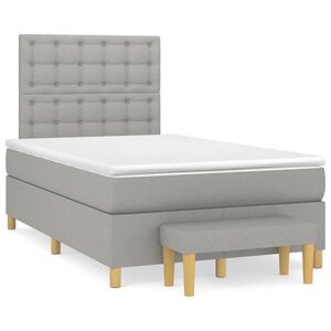 vidaXL Sommier &agrave; lattes de lit et matelas gris clair 120x190 cm tissu