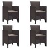 vidaXL Chaise de jardin 4 pc Marron Polypropyl&egrave;ne