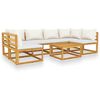 vidaXL Salon de jardin 7 pcs avec coussin Cr&egrave;me Bois d'acacia solide