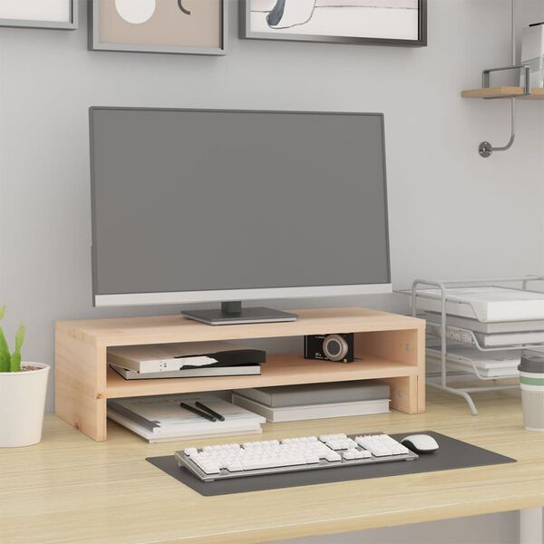 vidaXL Support pour moniteur (52-101)x22x14 cm Bois de pin solide