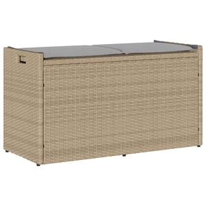 vidaXL Banc de rangement ext&eacute;rieur coussin beige 100 cm r&eacute;sine tress&eacute;e