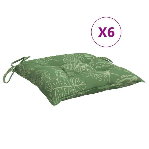 vidaXL Coussins de chaise lot de 6 &agrave; motif de feuilles 50x50x7 cm
