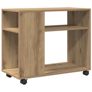 vidaXL Table d'appoint avec roues ch&ecirc;ne artisanal bois d'ing&eacute;nierie