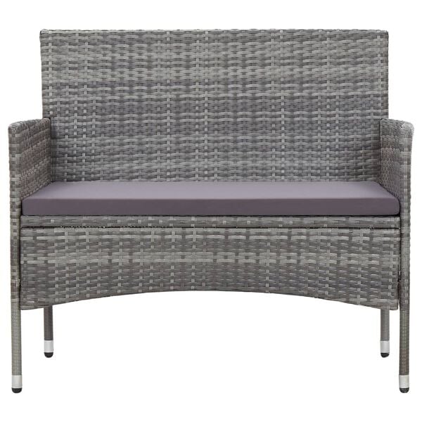 vidaXL Salon de jardin 4 pcs avec coussins résine tressée gris
