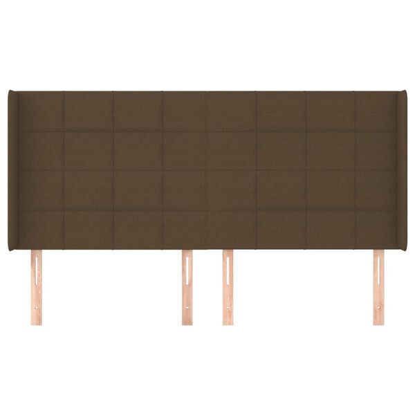 vidaXL T&ecirc;te de lit avec oreilles Marron fonc&eacute; 183x16x118/128 cm Tissu