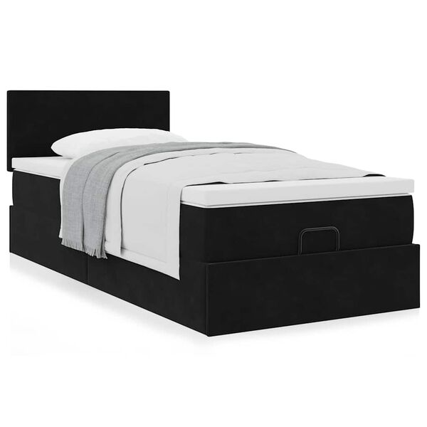 vidaXL Cadre de lit ottoman avec matelas noir 90x200 cm velours