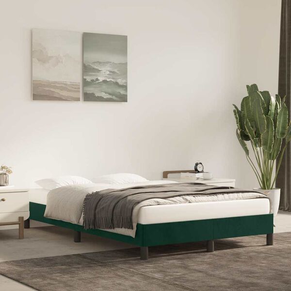 vidaXL Cadre de lit sans matelas vert fonc&eacute; 120x190 cm velours