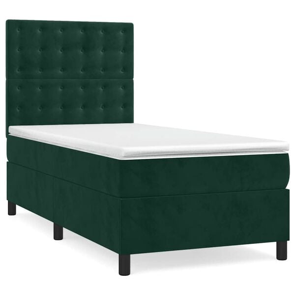 vidaXL Sommier &agrave; lattes de lit avec matelas Vert fonc&eacute; 100x200 cm