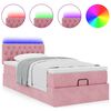 vidaXL Lit ottoman avec matelas et LED rose 80x200cm velours