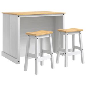 vidaXL Ensemble Cuisine &Icirc;lot 3 pc Blanc et Cire de Miel Pin massif