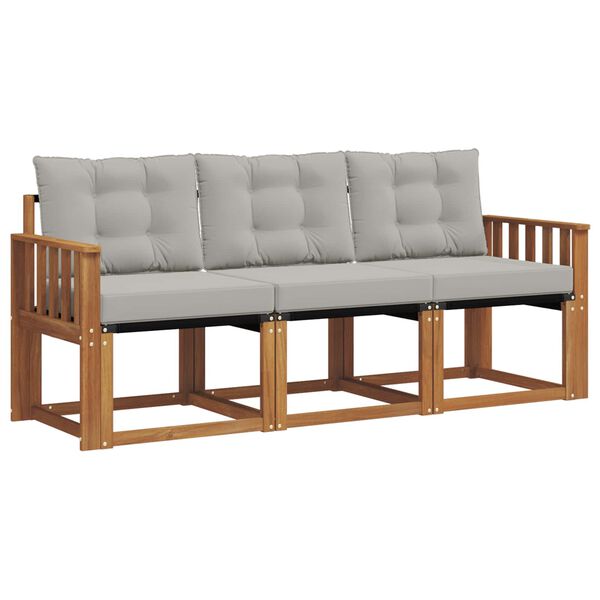 vidaXL Ensemble de canap&eacute;s d'ext&eacute;rieur 3 pcs Gris Naturel et Clair