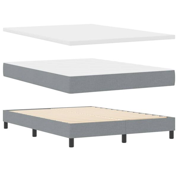 vidaXL Lit boxspring avec matelas Gris clair 140 x 200 cm tissu