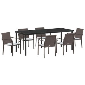 vidaXL Ensemble de salle &agrave; manger pour jardin 7 pcs Marron et Noir