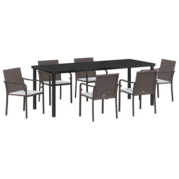vidaXL Ensemble de salle &agrave; manger pour jardin 7 pcs Marron et Noir