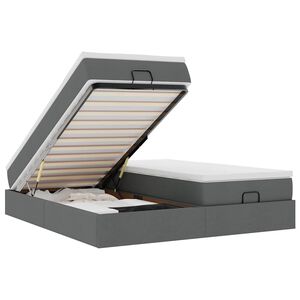 VidaXL Cadre de lit ottoman avec matelas gris fonc&eacute; 180x200cm tissu