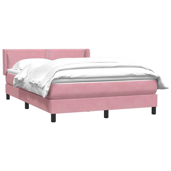 vidaXL Sommier &agrave; lattes de lit avec matelas rose 160x210 cm velours