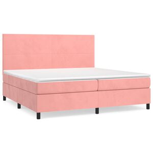vidaXL Sommier &agrave; lattes de lit avec matelas Rose 200x200 cm Velours