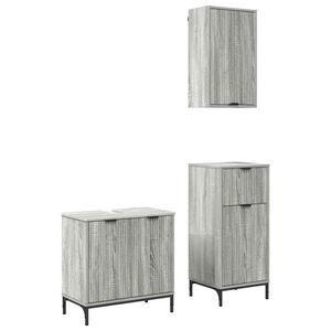 vidaXL Ensemble de mobilier de salle de bain 3 pcs Sonoma gris
