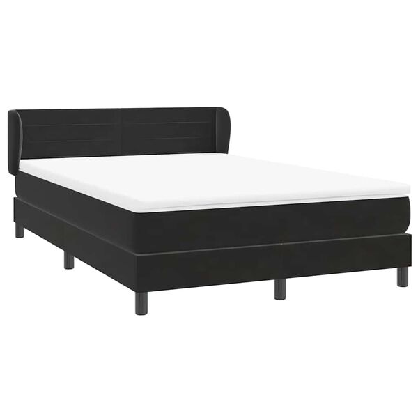 vidaXL Sommier &agrave; lattes de lit avec matelas noir 160x220 cm velours
