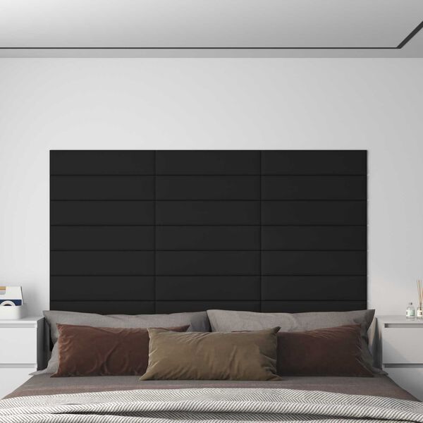 vidaXL T&ecirc;te de lit murale 12 pcs Noir 60 x 15 cm tissu