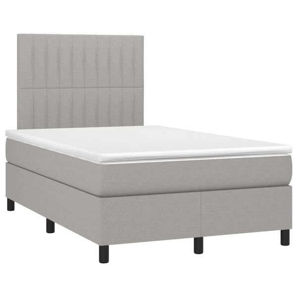vidaXL Sommier &agrave; lattes de lit avec matelas Gris clair 120x200cm Tissu