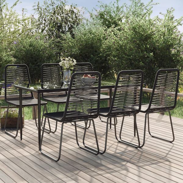 vidaXL Ensemble &agrave; manger de jardin 7 pcs Noir