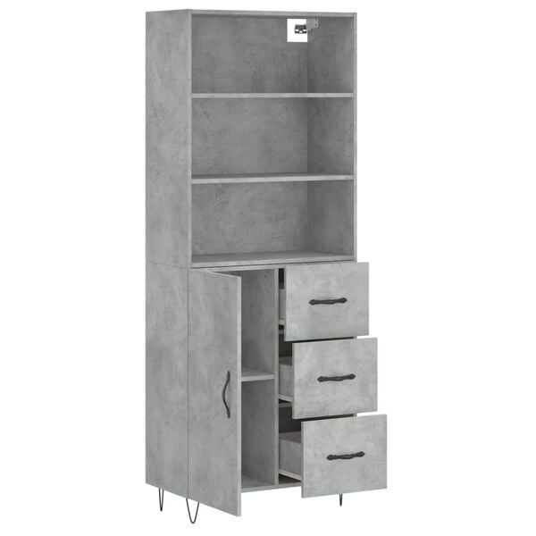 vidaXL Buffet haut Gris b&eacute;ton 69,5x34x180 cm Bois d'ing&eacute;nierie