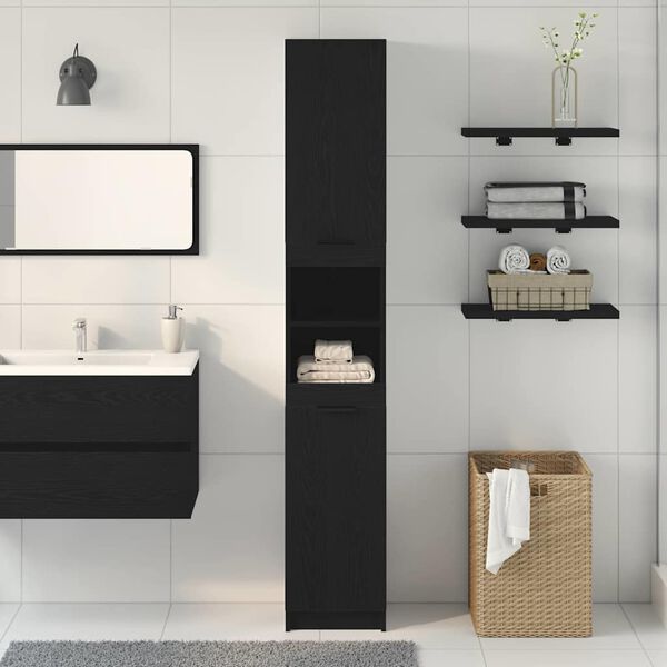 vidaXL Armoire de salle de bain Ch&ecirc;ne noir 32 x 34 x 188,5 cm