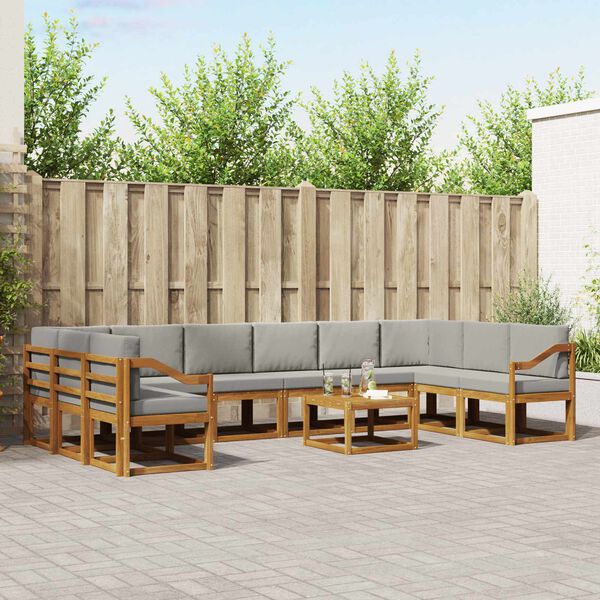 vidaXL Ensemble de canap&eacute;s d'ext&eacute;rieur 11 pcs Gris Naturel et Clair