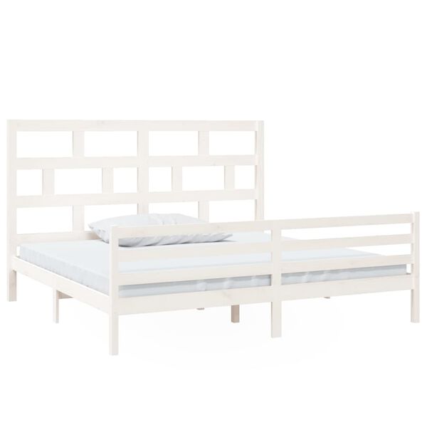 vidaXL Cadre de lit sans matelas blanc bois massif 200x200 cm
